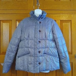 Tommy Hilfiger navy blue & white down filled zip up puffer coat